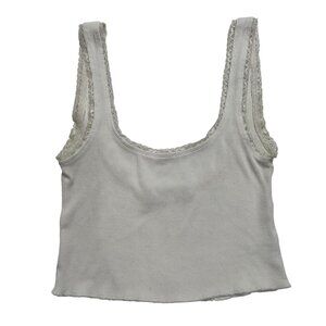 INDAH Lace Trim Crop Tank Top in White